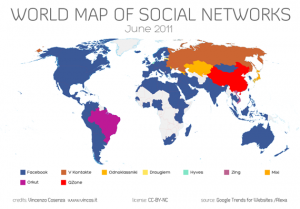 La Mappa dei Social Network nel Mondo - Giugno 2011, Vincos.it