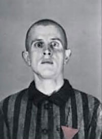 Gay con triangolo rosa nel campo di concentramento