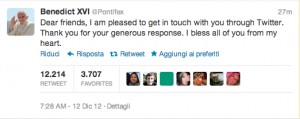 Il Papa scrive il primo tweet (e anche il secondo e il terzo)