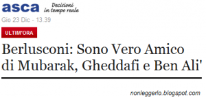 Berlusconi: sono vero amico di Gheddafi, Mubarak e Ben Alì