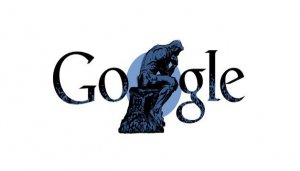 Il Pensatore di Auguste Rodin nel doodle di Google