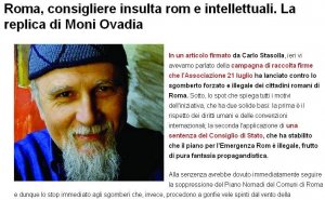 Rom: lettera aperta a Moni Ovadia del presidente della commissione sicurezza di Roma Capitale