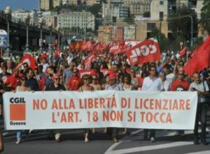 Posizioni a sinistra sull'articolo 18