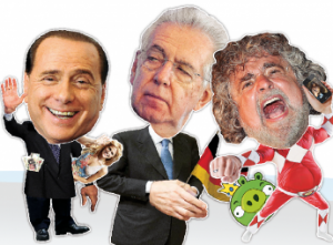 La danza dei sette veli di Grillo con Berlusconi e Monti
