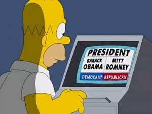 Anche Homer Simpson deve scegliere tra Obama e Romney