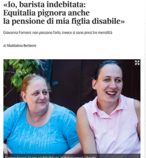 Pignorata da Equitalia la pensione di una disabile