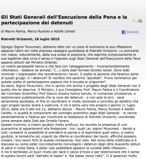 Stati Generali dell'Esecuzione Penale: diritto di replica tra le sbarre