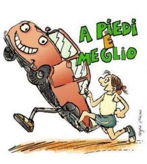 Sergio Staino per "Lascio l'auto a piedi!"