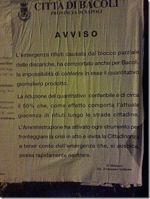 Emergenza rifiuti a Bacoli, l'amministrazione punta il dito contro il blocco delle discariche