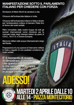 CasaPound vuole che l'Italia dichiari guerra all'India