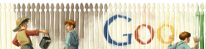 Il doodle di Google dedicato a Mark Twain e i suoi personaggi