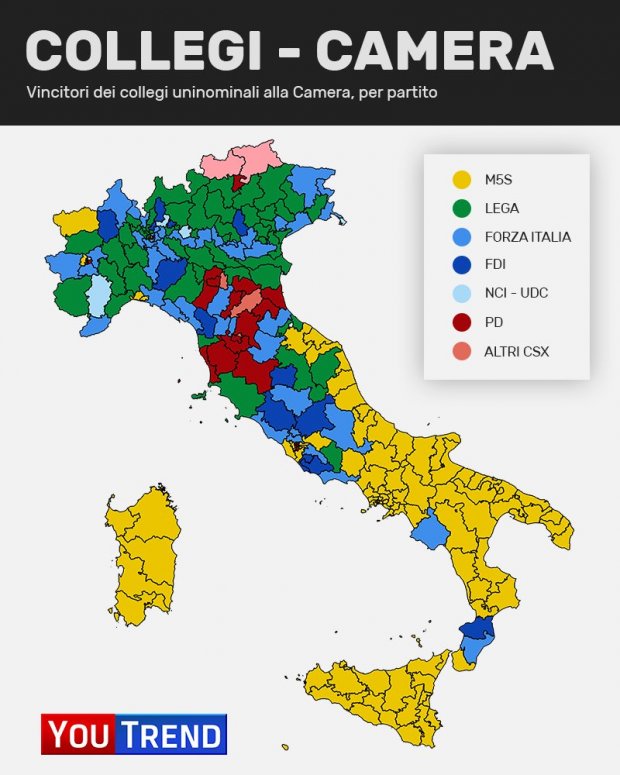 const map chamber Politiche 2018: analisi del voto