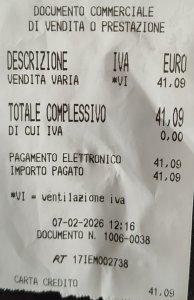 scontrino con "ventilazione iva"