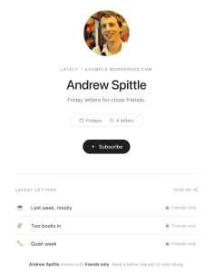 The Lately modern theme, simple white background with elegant text.