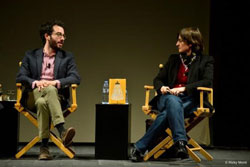 Jonathan Safran Foer e Chiara Valerio durante l'incontro