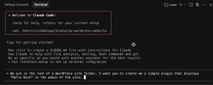 Screenshot of a prompt instructing Claude Code to create a plugin.