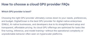 Screenshot of an FAQ example.