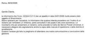 la lettera delle Poste