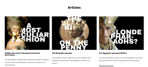 Screenshot of the article archive section of Andrew's website.