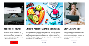 Screenshot of the WordPress website events section.