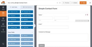 Screenshot of the WPForms plugin.