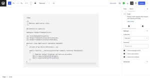 Example of code displayed in a blog post using plain text formatting.