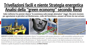 La "Green Economy" secondo Renzi bufale alternative