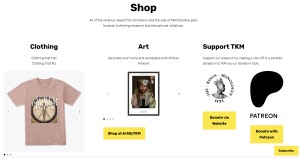 Screenshot of the online shop area of Andrew's website.