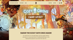 Screenshot of the Cozy Grove WordPress site.