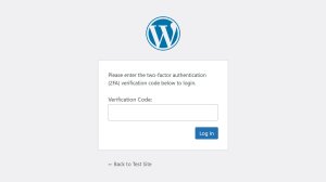 WordPress two-factor authentication login screen requesting verification code