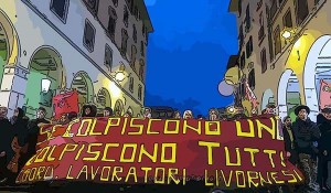corteo a livorno dei lavoratori