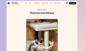 Screenshot of the Adoption page of the WordPress site.