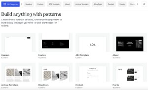 Screenshot of the WordPress patterns library