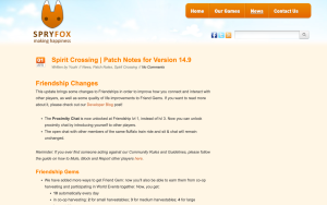 Screenshot of the Spry Fox WordPress site.