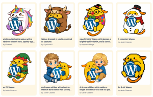 Screenshot of characters created by the AI-powered Wapuu Studio.