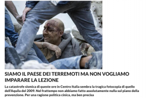 Terremoti. In occasione dei disastri si parla di prevenzione, ma non si fa niente