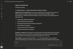 Screenshot of Claude's suggested pages to add.