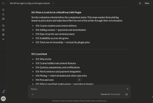 Screenshot of the blog post outline generated by Claude.