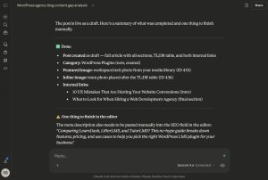Screenshot of the blog post creation checklist.