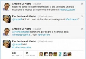 casini di pietro twitter tvb 300x207 I politici italiani, fanatici di Twitter. O no?