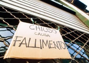 Crisi, nel 2011 oltre 12.000 fallimenti