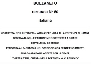 Testimonianza di una detenuta al carcere di Bolzaneto.