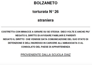 Testimonianza di una detenuta al carcere di Bolzaneto.