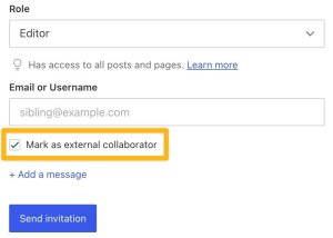 Form for sharing a document with an external collaborator