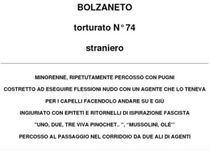 Testimonianza di un detenuto al carcere di Bolzaneto.