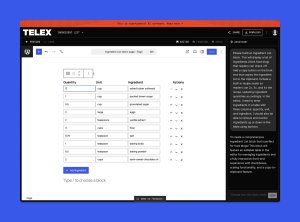Screenshot of the Telex AI-powered block builder