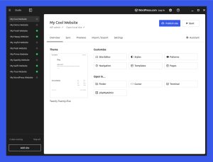 The Linux version of the WordPress Studio interface