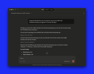 An example prompt in Claude using the WordPress.com connector