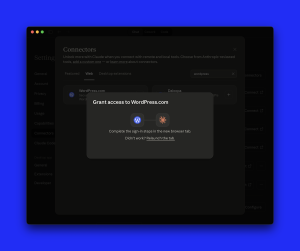 The grant access modal in Claude for the WordPress.com connector