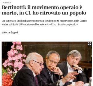 Bertinotti invecchia male, da Rifondazione a Comunione e Liberazione